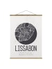 WALLART Stoffbild mit Posterleisten - Stadtplan Lissabon - Retro in Grau