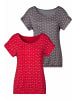 LASCANA T-Shirt in rot, dunkelgrau