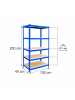 relaxdays Schwerlastregal in Blau/ Braun - (B)100 x (H)200 x (T)40 cm