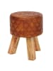 KADIMA DESIGN Sitzhocker Echtleder / Massivholz 35x46x35 cm Modern Fußhocker Rund,
