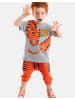 Denokids Set Orange Tiger in Grey Melange