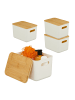 relaxdays 4 x Aufbewahrungsbox in Weiß/ Natur – (B)26 x (H)16 x (T)17,5 cm