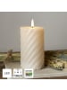 STAR Trading LED Blockkerze Flamme Swirl aus Wachs 2er-Set, 15cm, braun in Braun,Beige