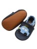 Yalion Dunkelblaue Leder-Baby-Lauflernschuhe Auto-Muster