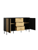 Feldmann-Wohnen Sideboard Rodgau schwarz / Eiche Artisan 165 / 40 / 92cm