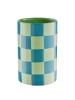 Butlers Butlers Vase CHECKER in Grün / Blau