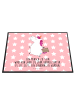 Mr. & Mrs. Panda Tischauflage Einhorn Koffer mit Spruch in Rot Pastell