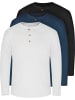 normani 3er Set Herren Langarm Shirts aus Bio-Baumwolle Neuville in Marine/Schwarz/Weiß