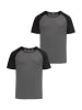 Humy T-Shirt 2er Set mit Raglanärmeln im Colorblock Design in Anthrazit