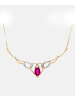 Diamant L'éternel Halskette aus 375 Gelbgold mit Diamant mit Rubin Herz-Design