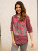 Sieh an! Longbluse in pink-khaki-bedruckt