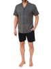 NORMANN kurzarm Schlafanzug Shorty Pyjama zum durchknöpfen in dunkelgrau