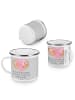 Mr. & Mrs. Panda Camping Emaille Tasse Verlobungsfeier ZuMenschmen ... in Heather Grey