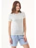 Organication T-Shirt "WOR15585" in Cremeweiß/Mittelblau