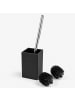 relaxdays WC Bürste in Schwarz/ Silber - (B)9,5 x (H)37 x (T)9,5 cm
