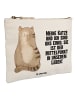 Mr. & Mrs. Panda Schminktasche Katze Sitzen mit Spruch in Weiß