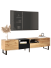 ABRIHOME Moderner TV-Schrank in Holz-Schwarz – 190cm mit Stauraum und robusten Füßen