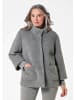 GOLDNER Kurzgröße:  Flauschiger Kurzmantel mit Stehkragen in grau