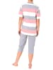NORMANN Pyjama kurzarm Capri Hose Blockstreifen - 61853 in rosa