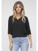 Cloud5ive Cloud5ive Cloud5ive Kurzarm Bluse mit Spitzeneinsatz in black