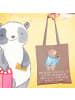 Mr. & Mrs. Panda Tasche Baumwolle Dankbare Pflegekraft mit Spruch in Braun Pastell