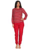 NORMANN Frottee Pyjama für Bündchen und geringelten Oberteil - 49951 in rot
