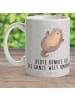Mr. & Mrs. Panda Schulkind Tasse Otter Umarmen mit Spruch in Grau Pastell