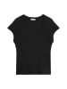 Marc O'Polo Pointelle-T-Shirt slim in Schwarz
