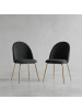 KADIMA DESIGN Design Esszimmerstuhl 2er Set Samt Gepolstert, Küchenstuhl in Schwarz