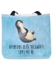 Mr. & Mrs. Panda Tasche Pinguin Lachen mit Spruch in Eisblau