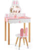 COSTWAY Kinder Schminktisch mit Hocker in Rosa