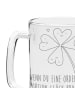 Mr. & Mrs. Panda Gravur Bierkrug Blume Kleeblatt mit Spruch in Transparent