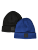 Urban Classics Urban Classics Damen Logopatch Beanie Kids 2-Pack in black/royal blue