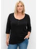 sheego 3/4-Arm-Shirt in schwarz
