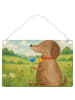 Mr. & Mrs. Panda Deko Schild Hund Blume Design ohne Spruch in Weiß