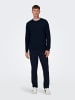 Only&Sons Design Pullover Geripptes Karo Strick Muster ONSKALLE in Dunkelblau