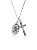 KUZZOI Halskette 925 Sterling Silber Kreuz, Marienbild in Silber