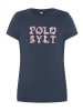Polo Sylt T-Shirt im geblümten Label-Design in Blau