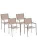 Beliani 4er-Set Esszimmerstuhl GROSSETO in Beige/Silber/Braun