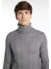 MO Herren Pullover Mit Zopfstrick in Grau Melange