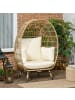 Outsunny Rattansessel,105L x 90B x 148H cm,Khaki+Beige