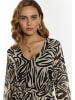faina Damen Kleid Mit Zebra-Print in Beige Schwarz