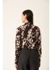 Soaked in Luxury Langarm-Shirt SLHanadi Gerade Passform in Chocolate Torte Leave Print