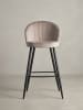 KADIMA DESIGN Barhocker Samt Hocker mit Lehne 56x102,5x52,5 cm, Küchenhocker in Beige