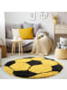 KADIMA DESIGN Teppich Kinder Hochflor Fußball Motiv Polypropylen Kinderzimmer in Gelb