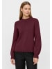 Vila Weicher Strickpullover mit Rundhalsausschnitt und Rippenbündchen in Rot