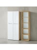 KADIMA DESIGN Büro-Set 2-teilig, Schrank Regal, Glas Front Modern in Chalet-Eiche-Nb.-Weiß