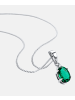 Diamant L'éternel Halskette mit Anhänger aus 585 Weißgold mit 0.63 Karat Diamant mit Smaragd in...