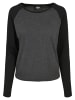 Urban Classics Urban Classics Damen Ladies Contrast Raglan Longsleeve in charcoal/black