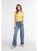 myMo Damen Rippstrick T-Shirt in Hellgelb